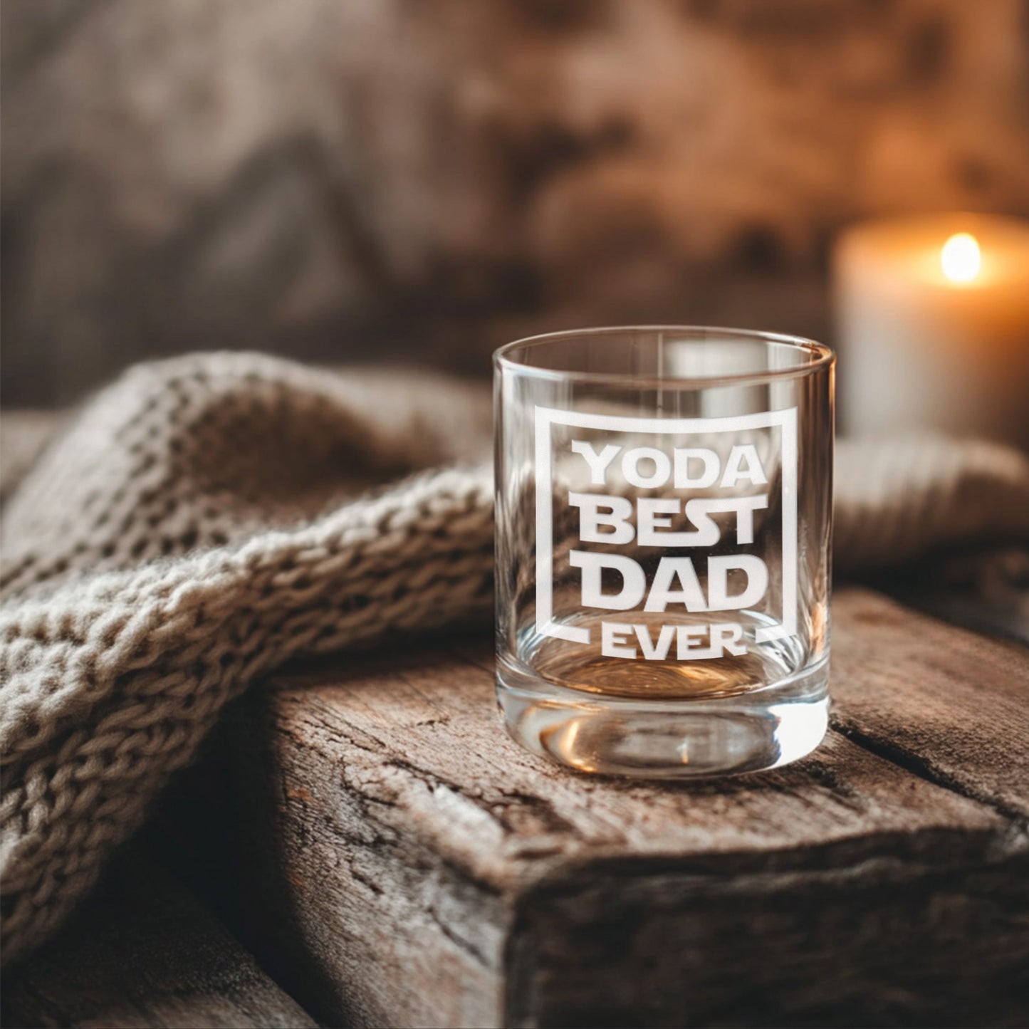 Yoda Best Dad Ever Etched Whiskey Glass perfect gift for the nerdy dad's for Father's Day, Birthdays, Christmas or just because.